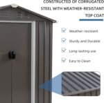Weatherproof sheds made with alloy steel and powder-coated finish for outdoor durability.